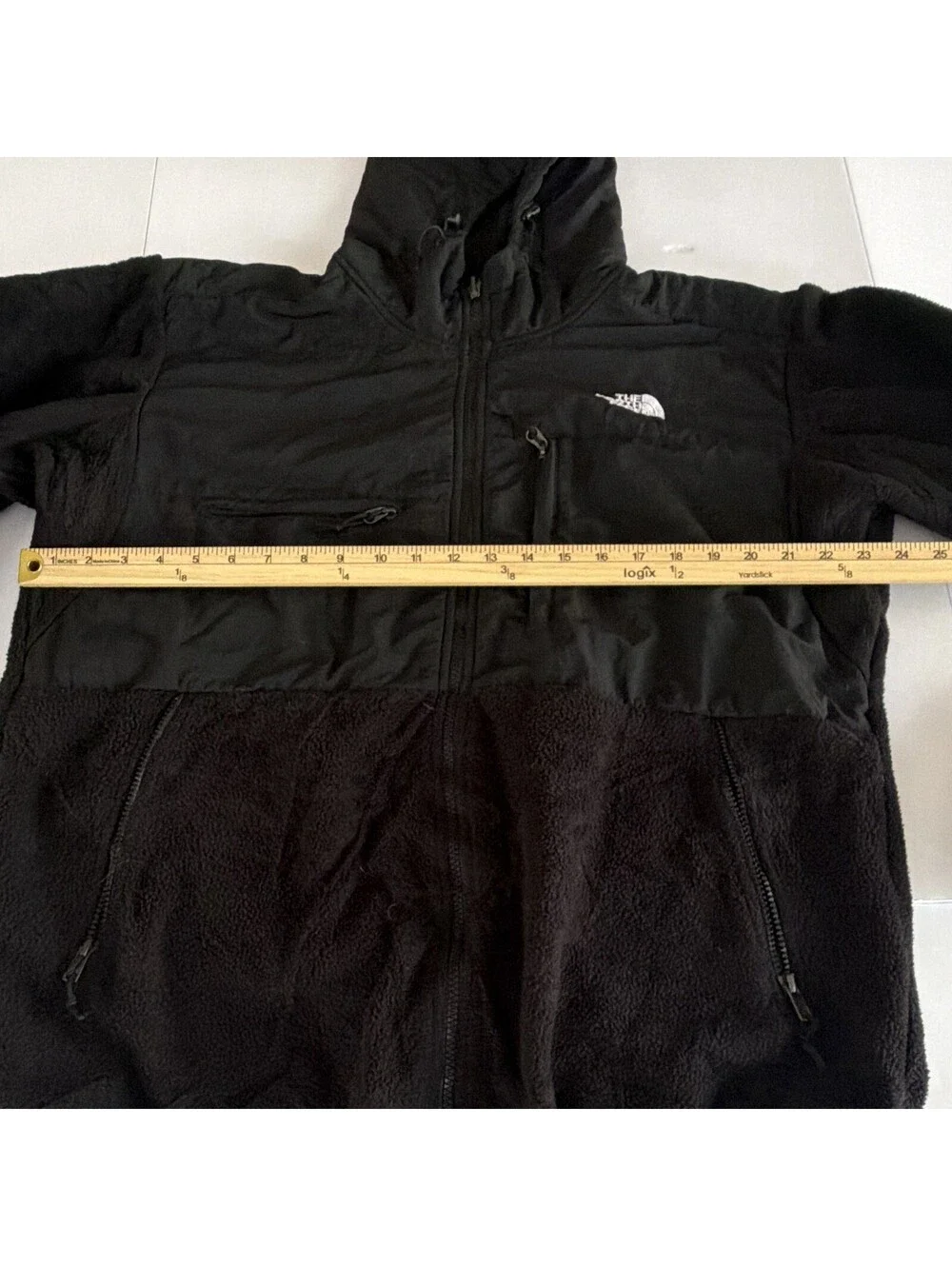 The North Face Men's Black Solid Hooded Full Zip Fleece Jacket Zipped Pockets XL